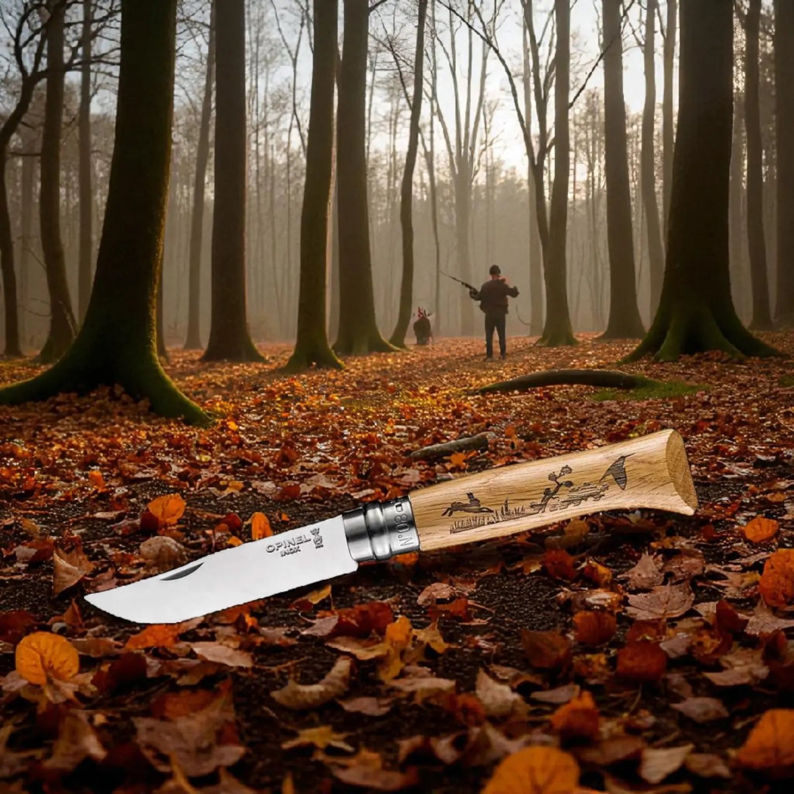 Opinel N°08 Animalia Hase – Taschenmesser mit Gravur auf Eichenholzgriff & 8,5 cm Edelstahlklinge Opinel