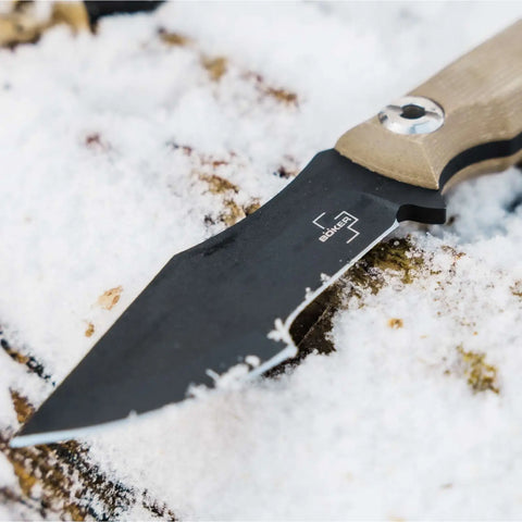 Böker Plus Micro Tracker 2.0 – Kompaktes Bushcraft- und Outdoor-Messer aus 1095 Stahl mit Micarta-Griff & Kydexscheide Böker Plus