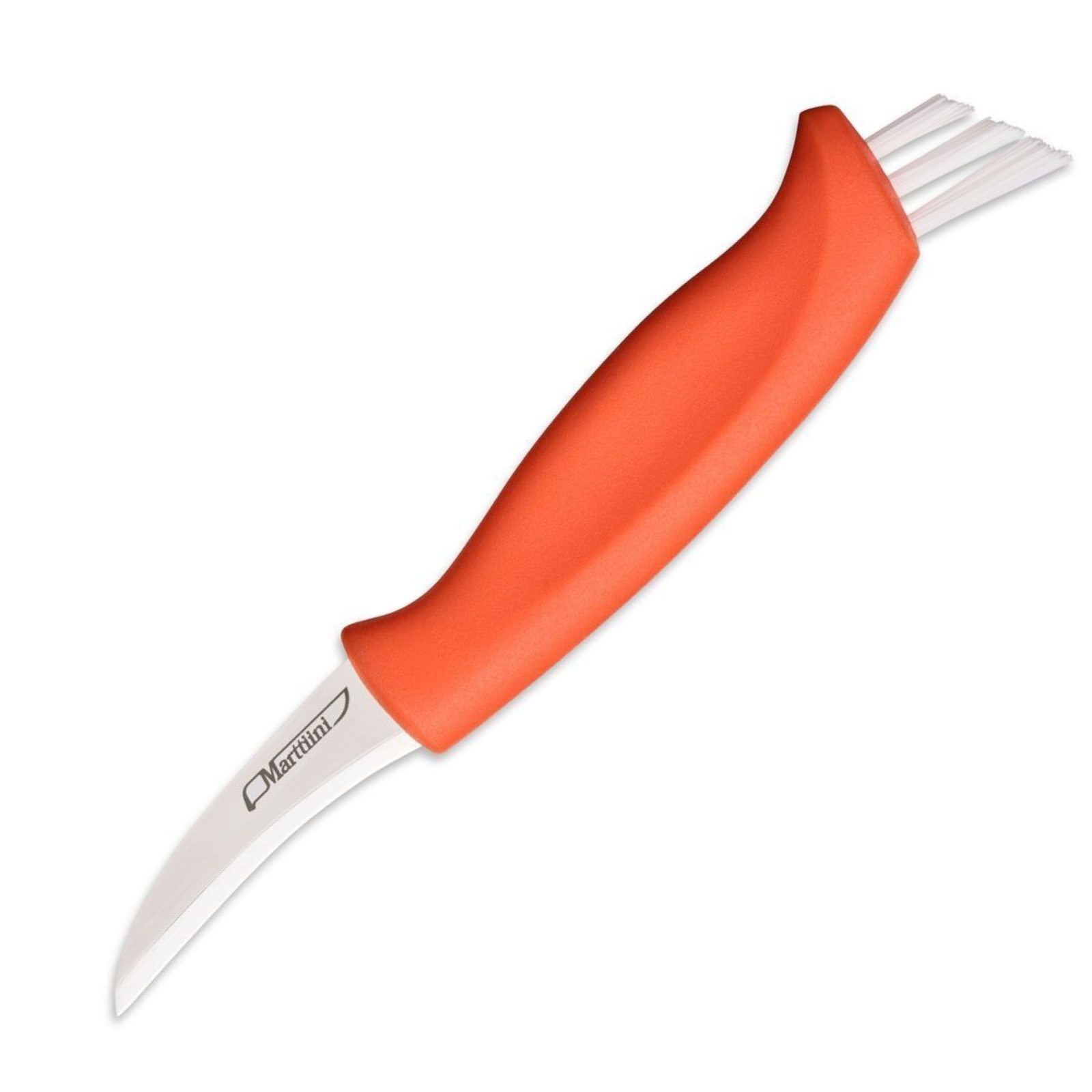Marttiini Pilzmesser Ruska – Edelstahlklinge, roter Griff, Nylonbürste & Lederscheide