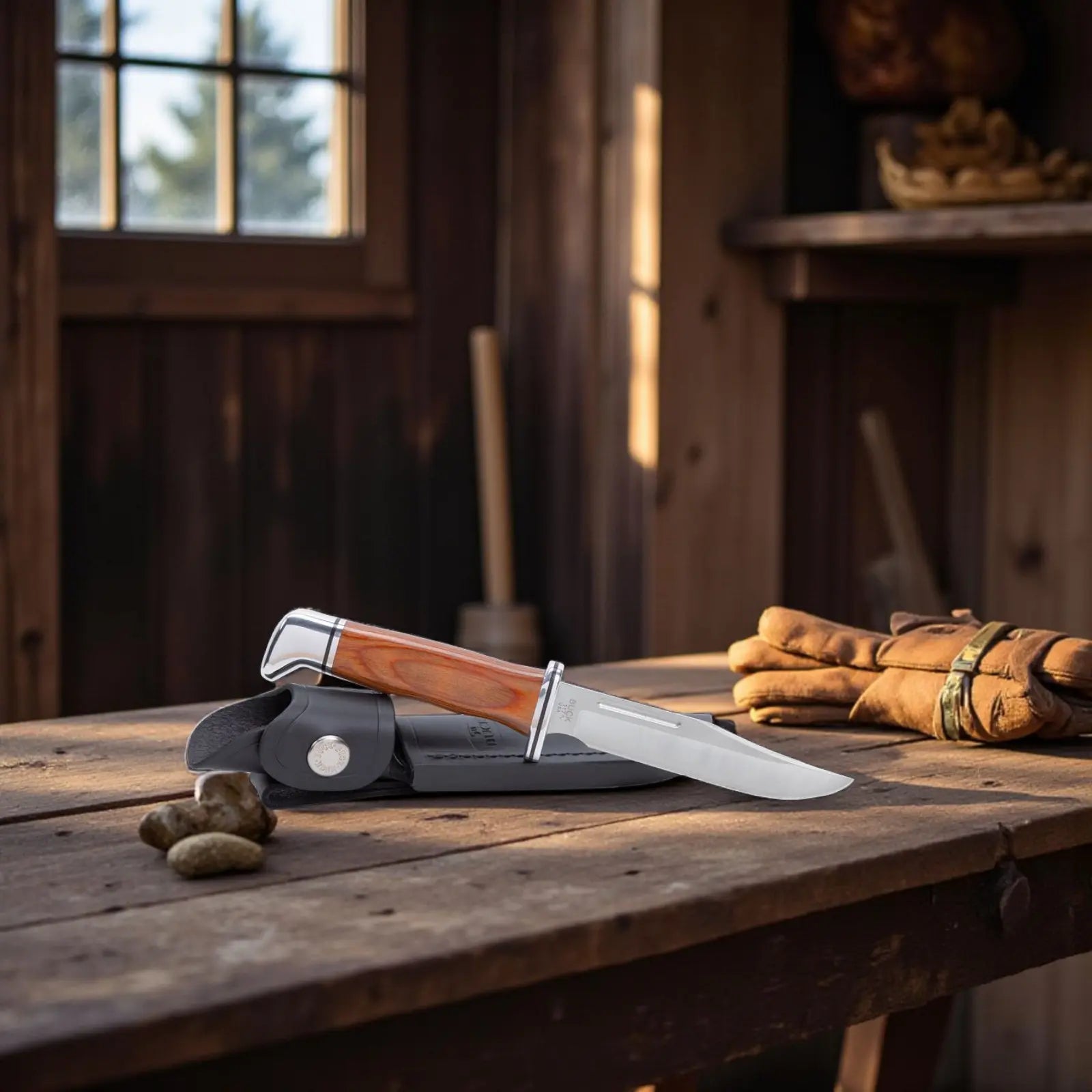 Buck Knives 117 Brahma – Jagd- und Outdoormesser mit 420HC Edelstahlklinge & Lederscheide Buck