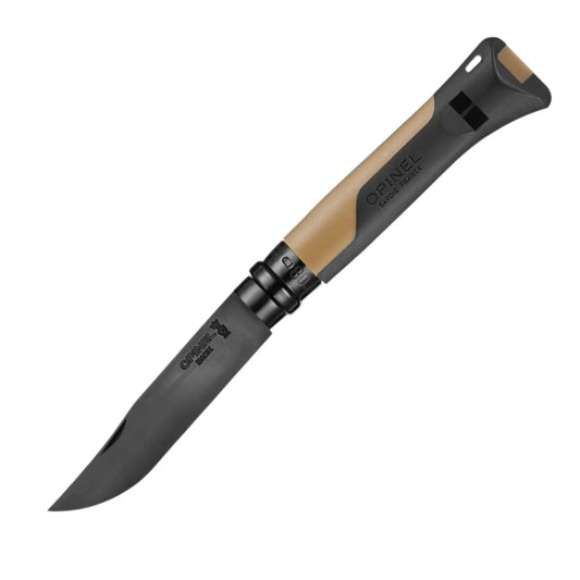 Opinel N°08 Horizon Senf-black Taschenmesser – Linerlock, 12C27 Stahl, Outdoor-EDC - GMELCH