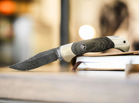 Böker Scout Damast Mooreiche – Limitiert, Dragonskin, Neusilber, Backlock, Solingen, 40th Anniversary Damast Böker Manufaktur Solingen