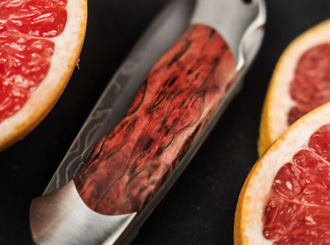 Böker Optima Maserbirke Bloody Orange Damast – Limitiertes Taschenmesser mit handgeschmiedeter Damastklinge (199 Stück)