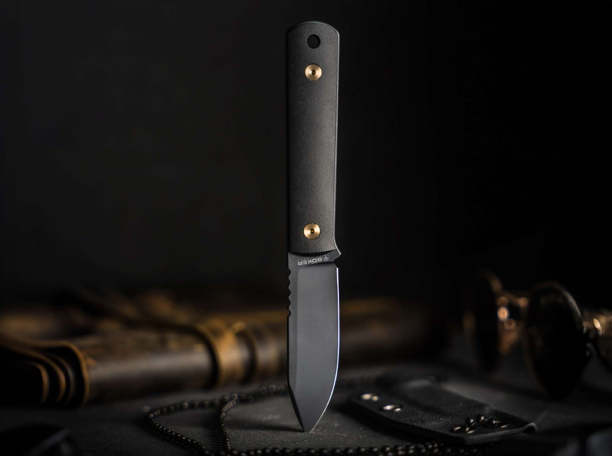 Böker BFF Packlite Allblack Stargaze – Ultraleichtes feststehendes EDC Messer mit MagnaCut-Klinge & Richlite-Griff