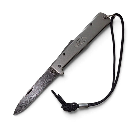 Otter Mercator Edelstahl Damast – Taschenmesser mit Backlock und handgeschmiedeter Damastklinge
