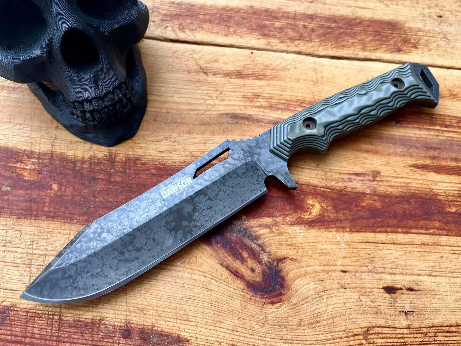 Dawson Knives Shepherd XL 80CrV2 Outdoormesser – Wildfire und Rainstorm