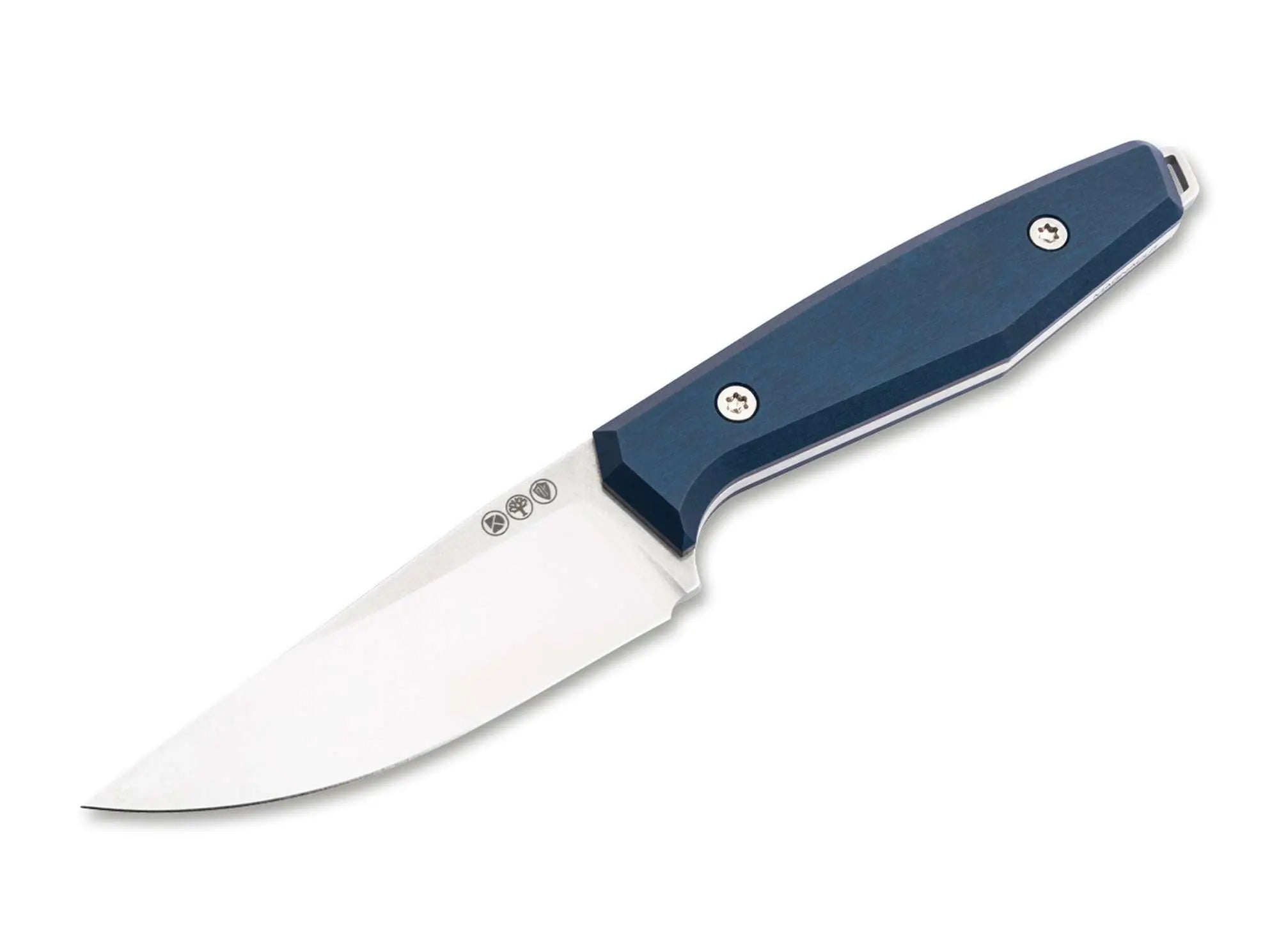 Böker Daily Knives AK1 Droppoint MagnaCut Blue – EDC Fixed Blade, Aluminium Griff, Made in Solingen Böker Manufaktur Solingen