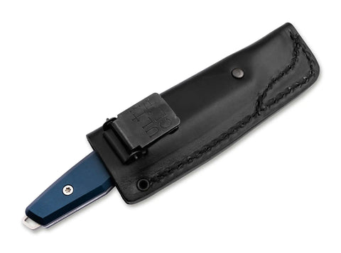 Böker Daily Knives AK1 Droppoint MagnaCut Blue – EDC Fixed Blade, Aluminium Griff, Made in Solingen Böker Manufaktur Solingen