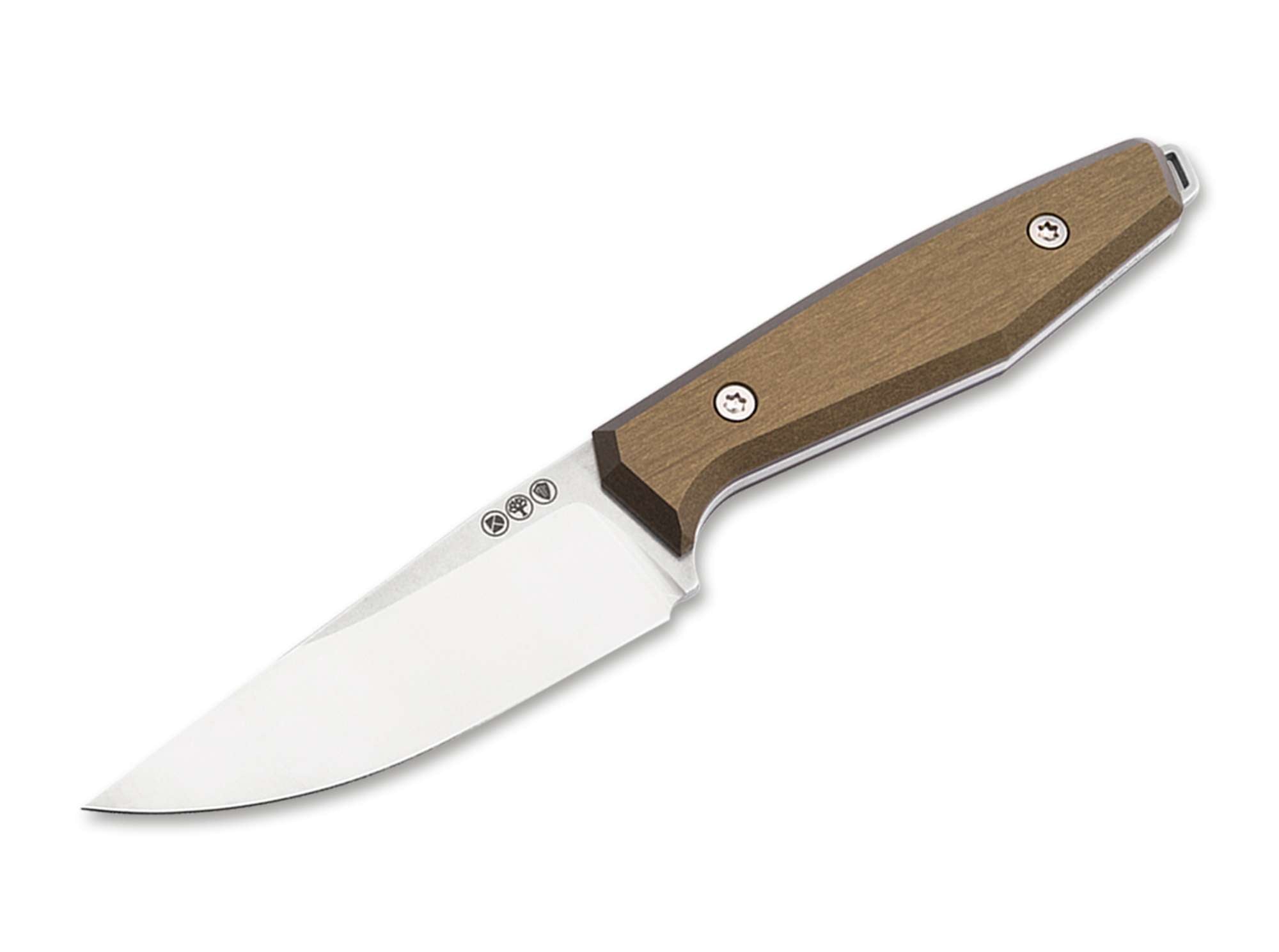 Böker Daily Knives AK1 Droppoint MagnaCut Gold – EDC Fixed Blade, Aluminium Griff, Made in Solingen
