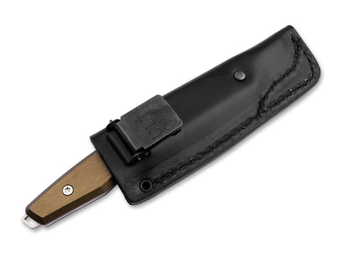 Böker Daily Knives AK1 Droppoint MagnaCut Gold – EDC Fixed Blade, Aluminium Griff, Made in Solingen