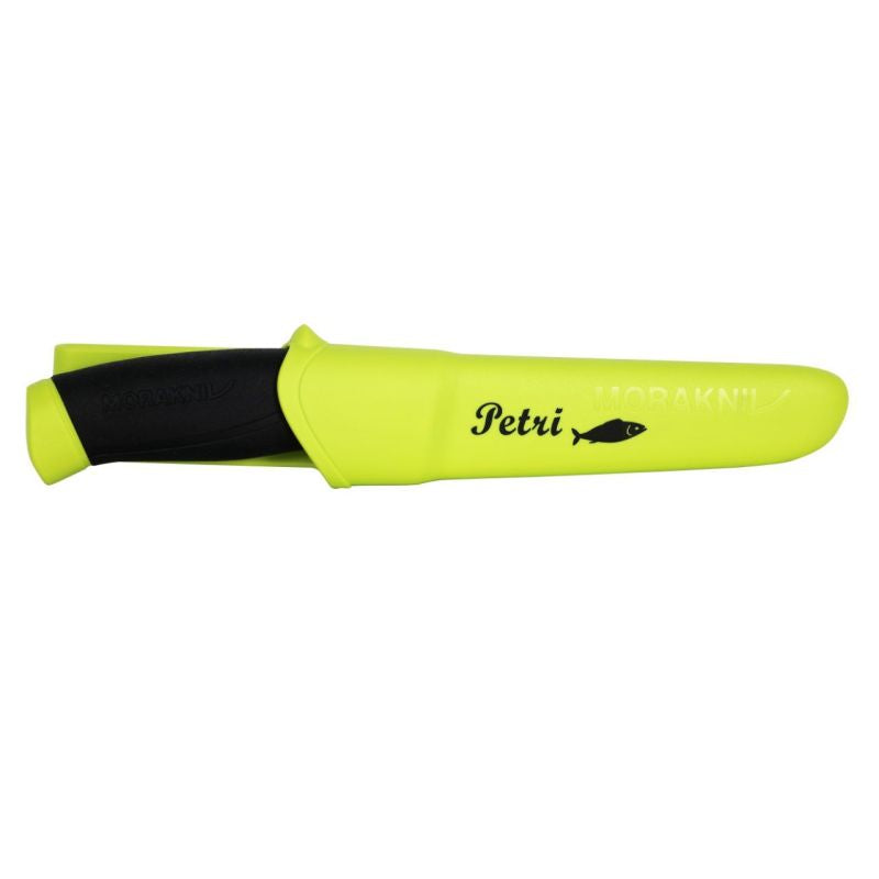 Morakniv Companion Petri Anglermesser – 12C27 Edelstahl mit rutschfestem Griff & Lime Green Scheide
