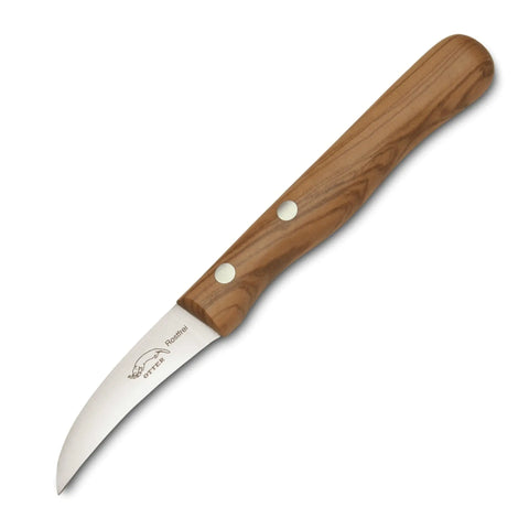 Otter Küchenmesser Olive – Gemüsemesser mit gebogener 6-cm-Klinge und Olivenholzgriff