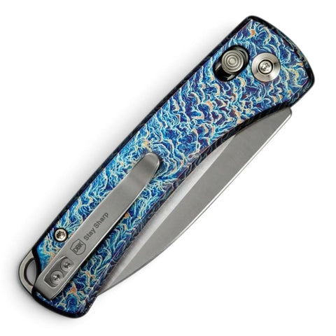 WE Knife Nightblade Flamed Titanium Blue – CPM-20CV Taschenmesser mit Crossbar Lock, Design DBK
