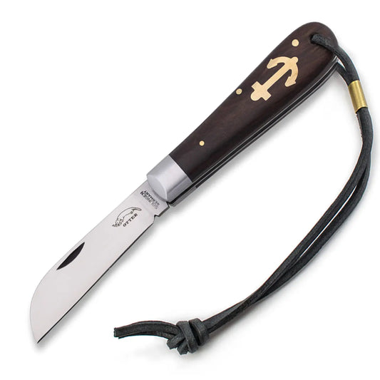 OTTER Ankermesser Grenadill – Taschenmesser mit Grenadillgriff und Lederband