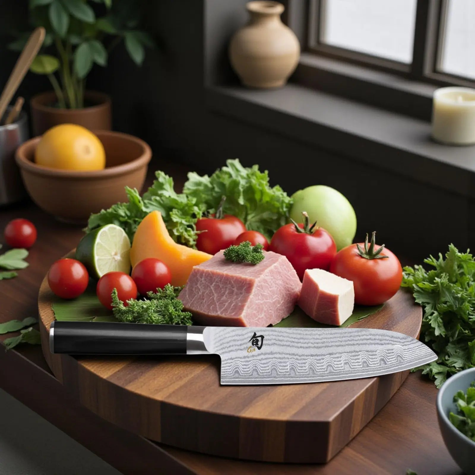 KAI Shun DM-0718 Santoku 18 cm – Damaszenerstahl, VG-MAX Kern, Kullenschliff KAI