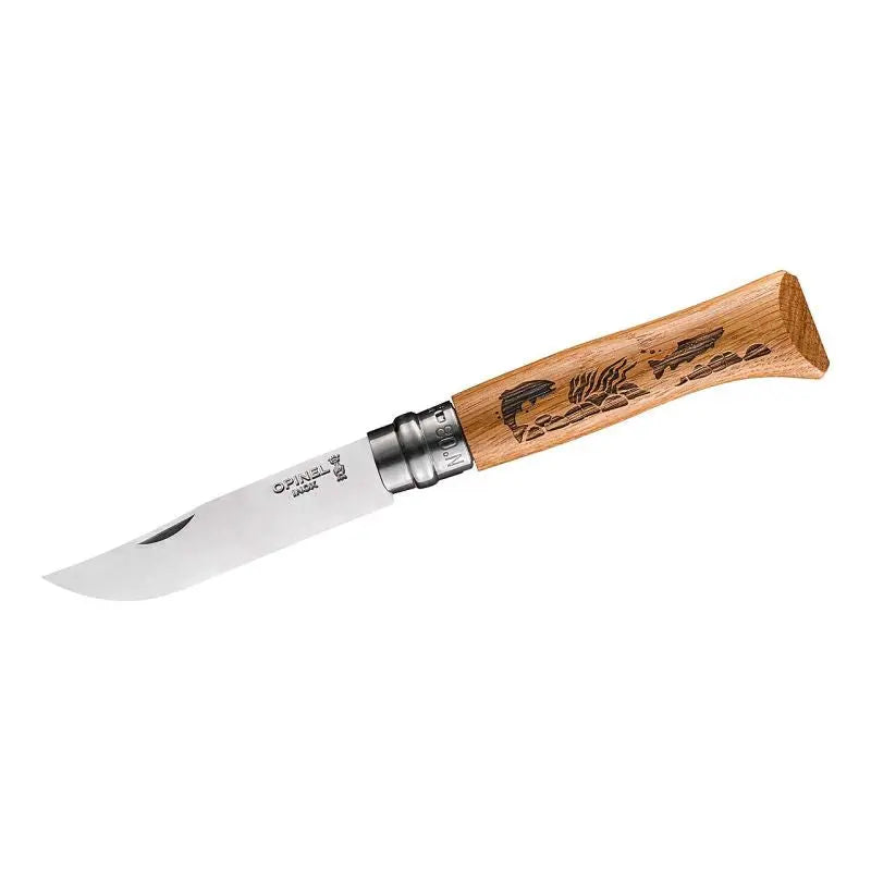 Opinel N°08 Animalia Fisch – Taschenmesser mit Gravur für Angler & Naturliebhaber Opinel