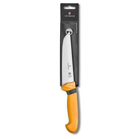 Victorinox Swibo Schlachtmesser – 16 cm, gerade Klinge, orange, mit SB-Hülle 5.8421.16