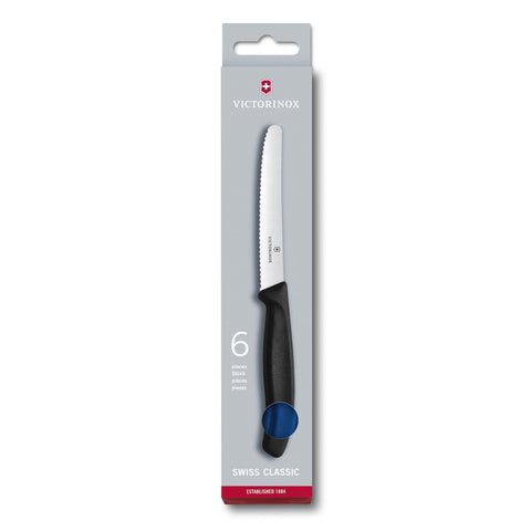 6x Blau Victorinox Gemüsemesser Wellenschliff Tafelmesser Küchenmesser Brotzeitmesser