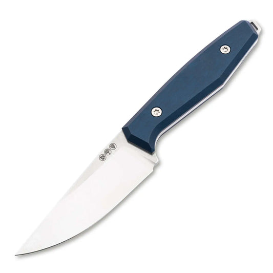 Böker Daily Knives AK1 Droppoint MagnaCut Blue – EDC Fixed Blade, Aluminium Griff, Made in Solingen Böker Manufaktur Solingen