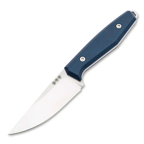 Böker Daily Knives AK1 Droppoint MagnaCut Blue – EDC Fixed Blade, Aluminium Griff, Made in Solingen Böker Manufaktur Solingen