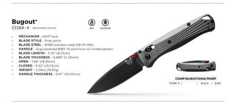 Benchmade 535BK-4 Bugout – Aluminium Edition mit M390 Stahl & Cerakote Finish Benchmade