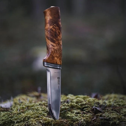 Helle Alden  12C27  Maserbirke Scandi Jagdmesser Lederscheide HELLE