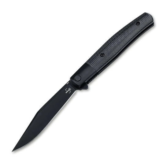 Böker Plus Modern Stockman – Taschenmesser mit Nitro-V Stahl, Micarta Griff & Flipper | Linerlock EDC Böker Plus