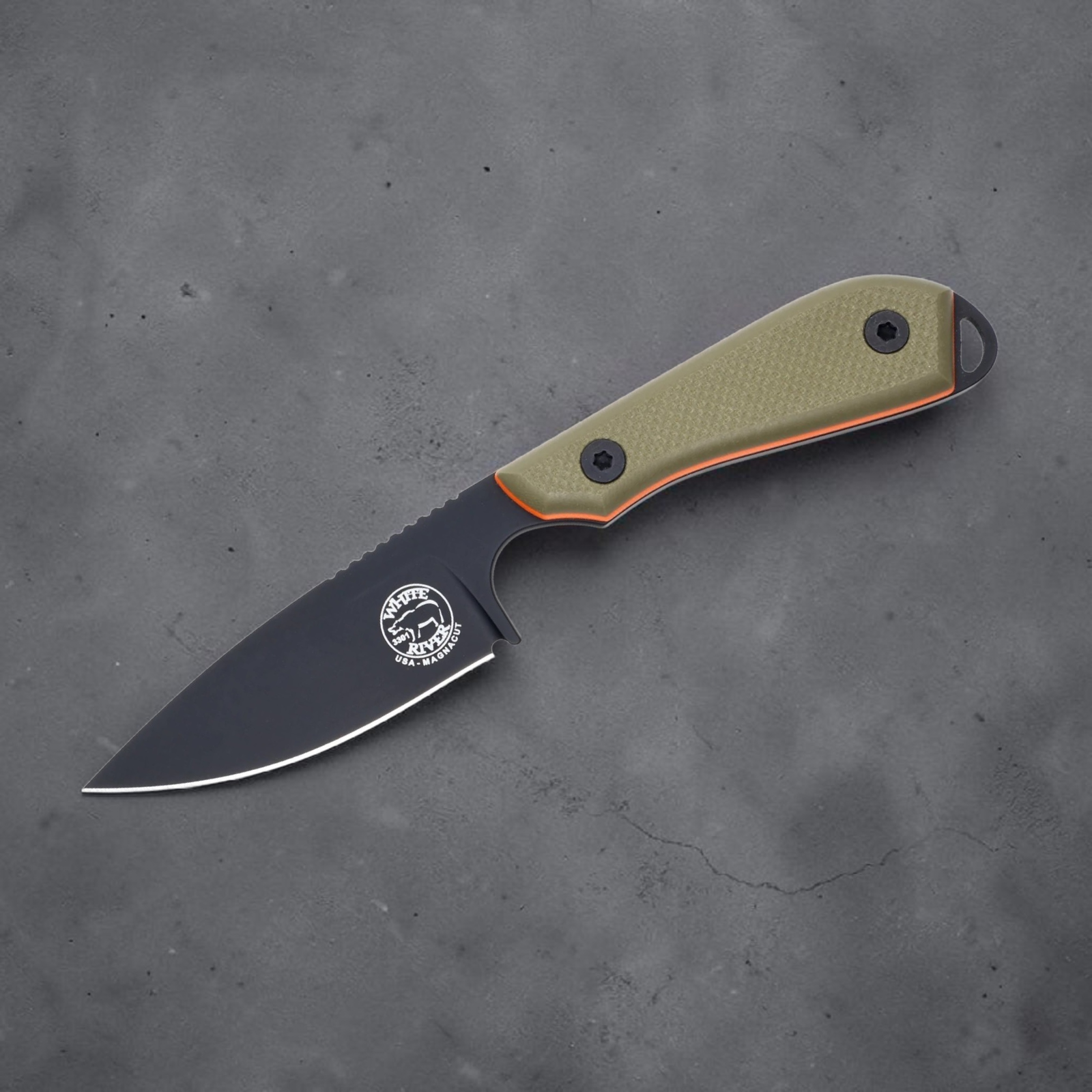 White River M1 Pro Green/Orange – Feststehendes EDC-Messer mit CPM MagnaCut, Made in USA White River Knife & Tool