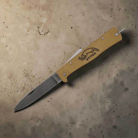 OTTER Mercator Sahara – Klappmesser mit C75 Stone Wash & sandfarbenem Griff, Solingen GMELCH