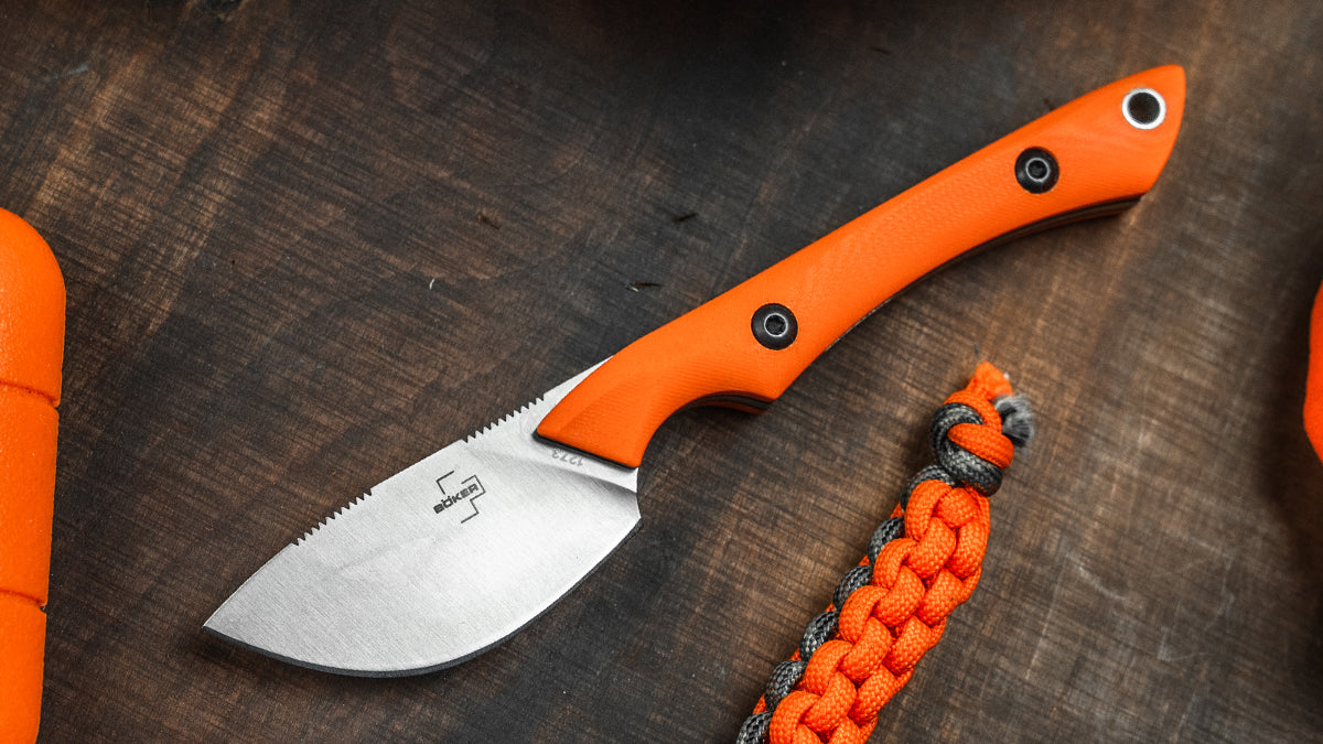 Böker Plus M.U.K. Orange – kompaktes Nessmuk-Fixed-Blade für Jagd & Outdoor