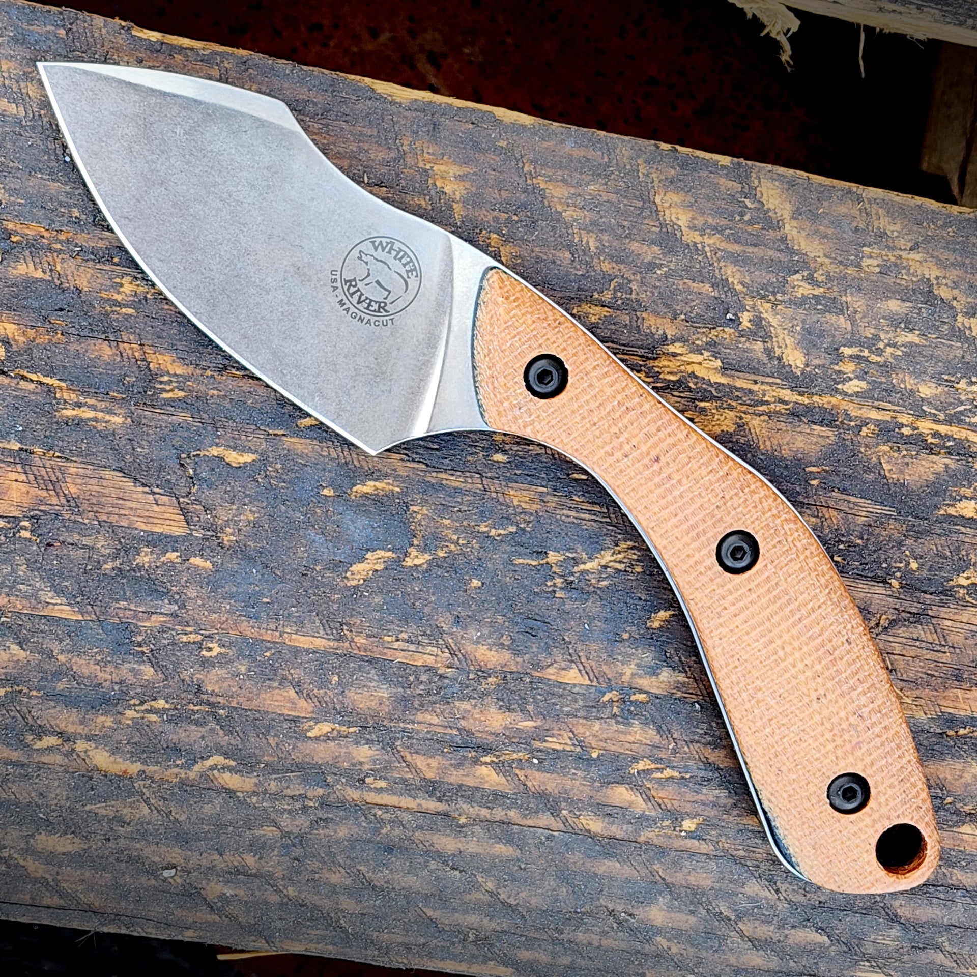 White River Apex Natural Canvas Micarta – MagnaCut Fixed Blade EDC | Made in USA