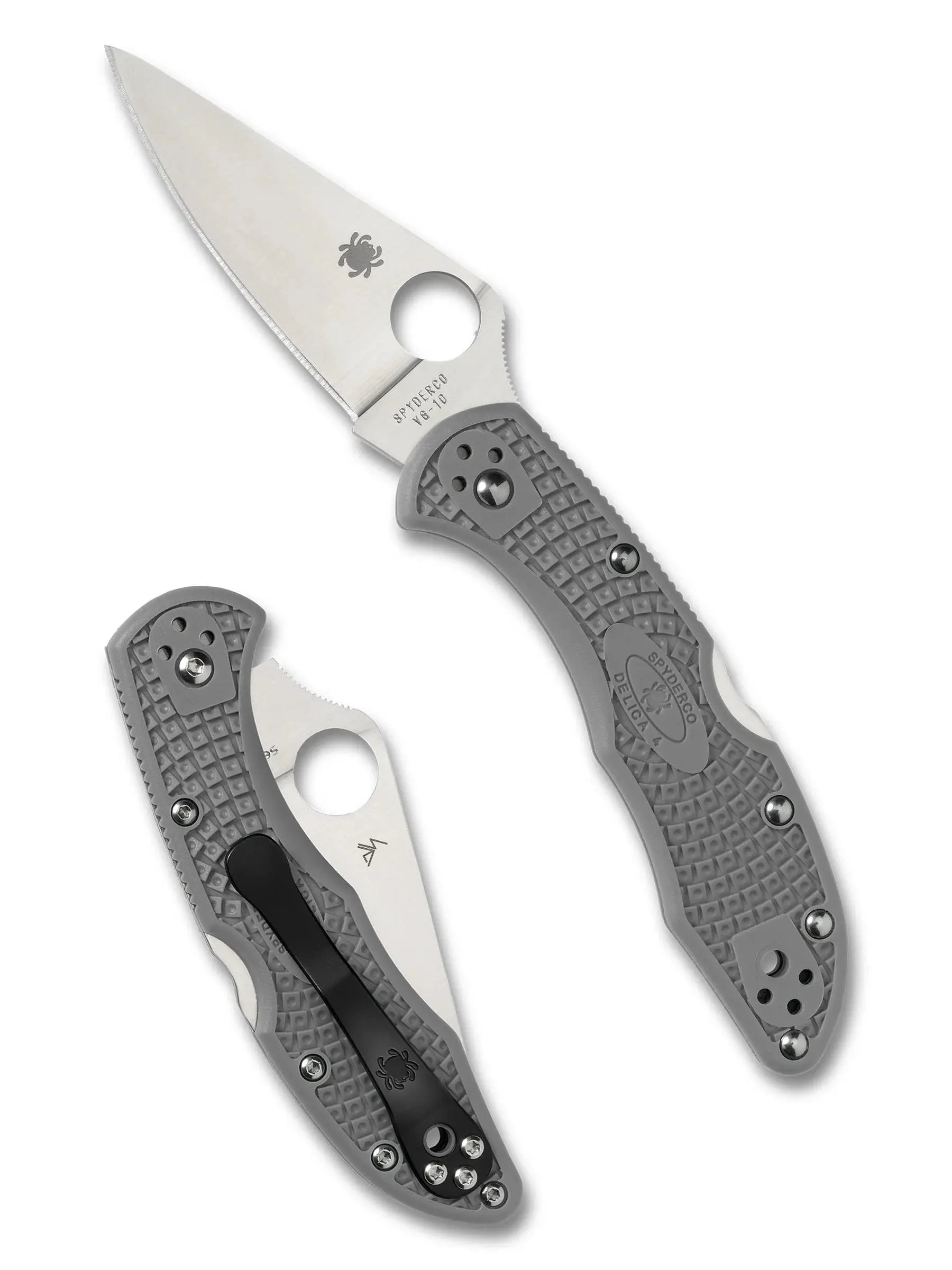 Spyderco Delica 4 C11FPGY FRN Grau VG-10 Klappmesser – Flat Ground Made in Japan Spyderco