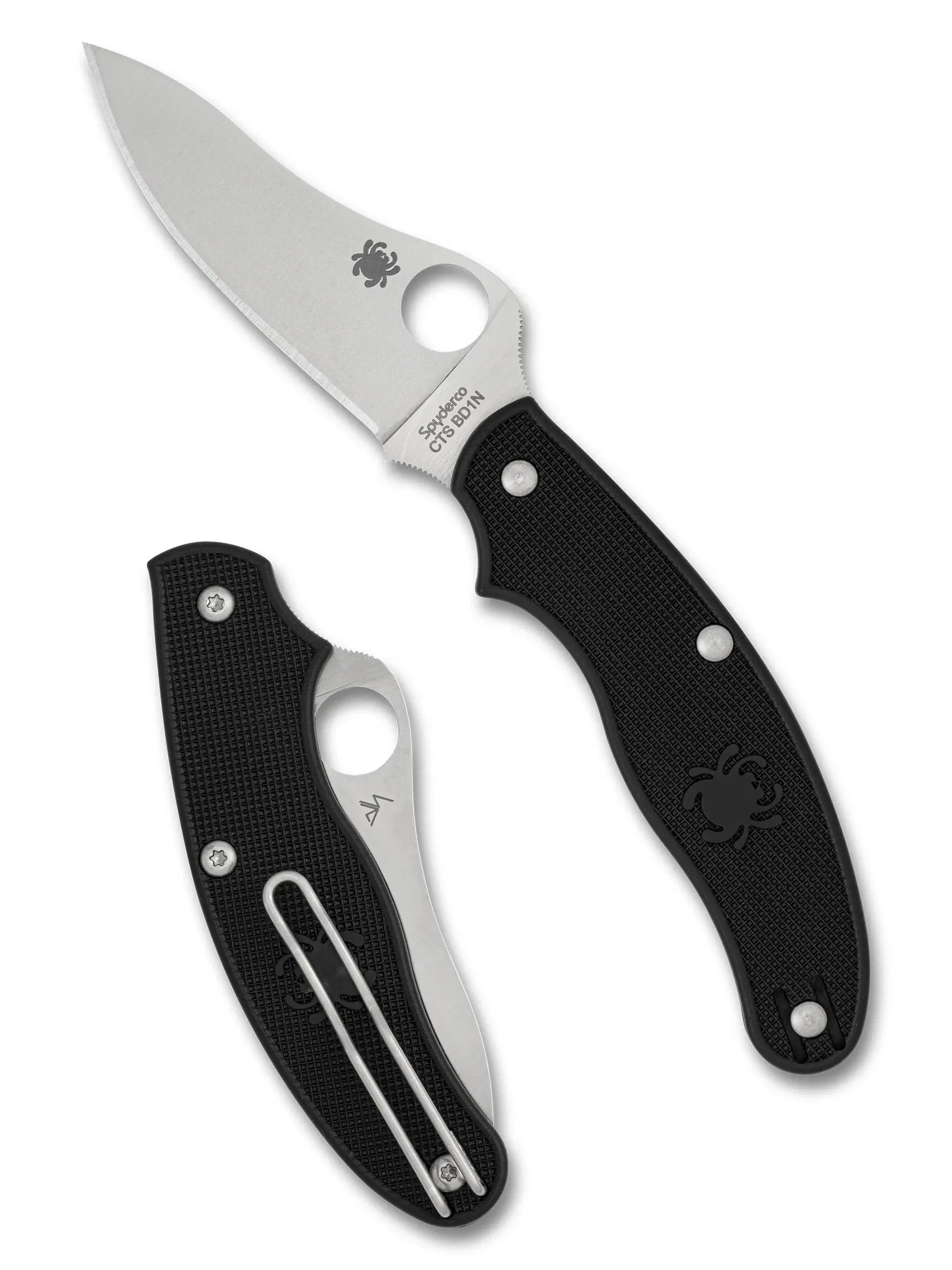 Spyderco UK Penknife Leaf Black C94PBK – Vorder- und Rückseite des Slipjoint-Messers