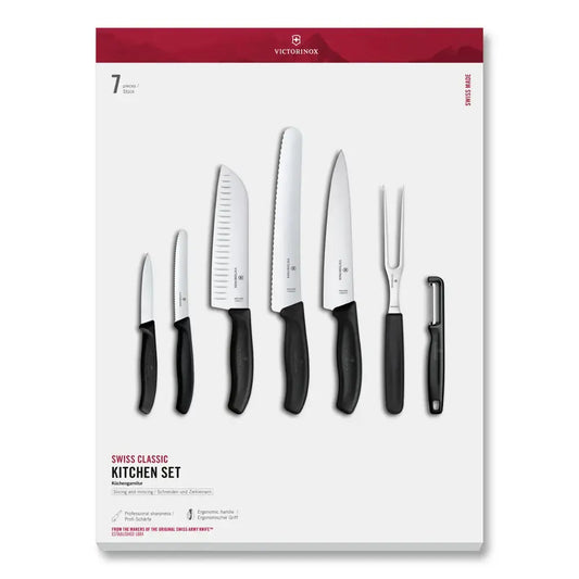 Victorinox Swiss Classic Küchenset 7-teilig (Schwarz) – Premium-Messerset in Geschenkbox Victorinox