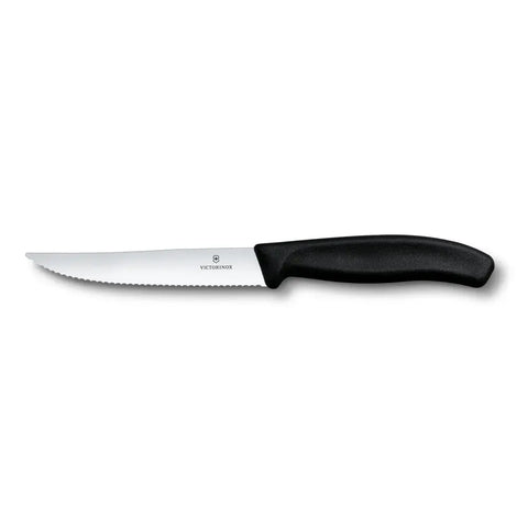 6x Swiss Classic Steak- & Pizzamesser 12 cm Wellenschliff Schwarz – Victorinox 6.7933 Victorinox