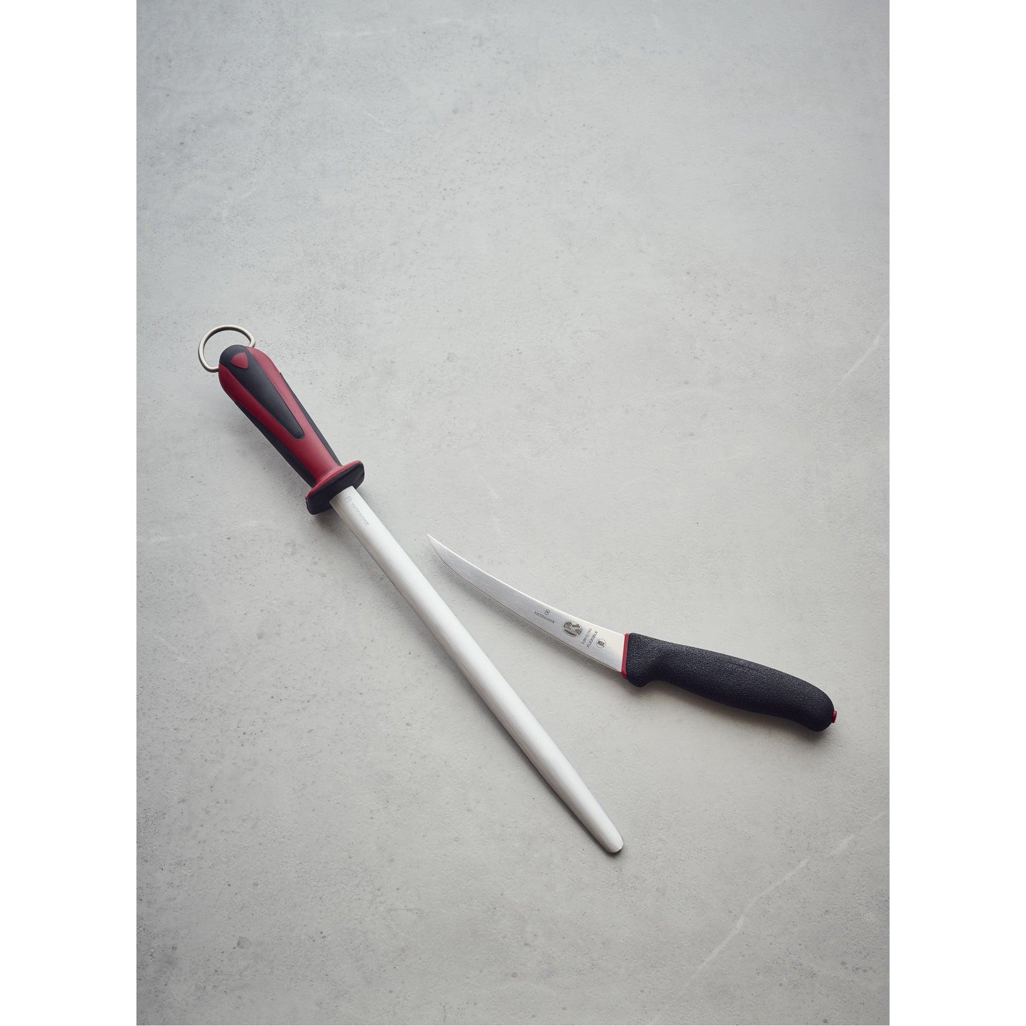 Victorinox Dual Grip, Abziehstahl, 30 cm, Mikrofeinzug, rund oder oval, Schwarz/Rot