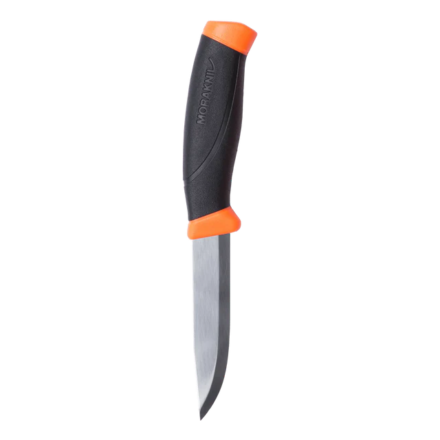 Morakniv Companion (S) Outdoor Messer Hi-Vis Orange – 12C27 Edelstahl, Scandi Schliff & rutschfester Griff