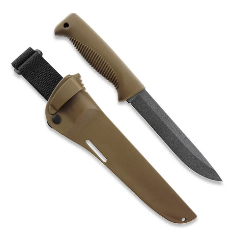 Peltonen M95 Ranger Sissipuukko Coyote – Survivalmesser mit PTFE-Klinge und Kunststoffscheide