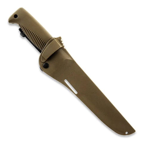 Peltonen M95 Ranger Sissipuukko Coyote – Survivalmesser mit PTFE-Klinge und Kunststoffscheide