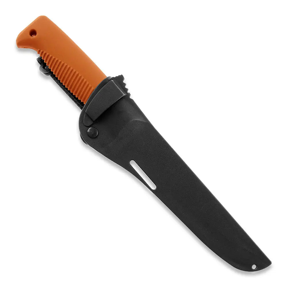 Peltonen M95 Ranger Sissipuukko Orange – Survivalmesser mit Teflon-Klinge und Kunststoffscheide