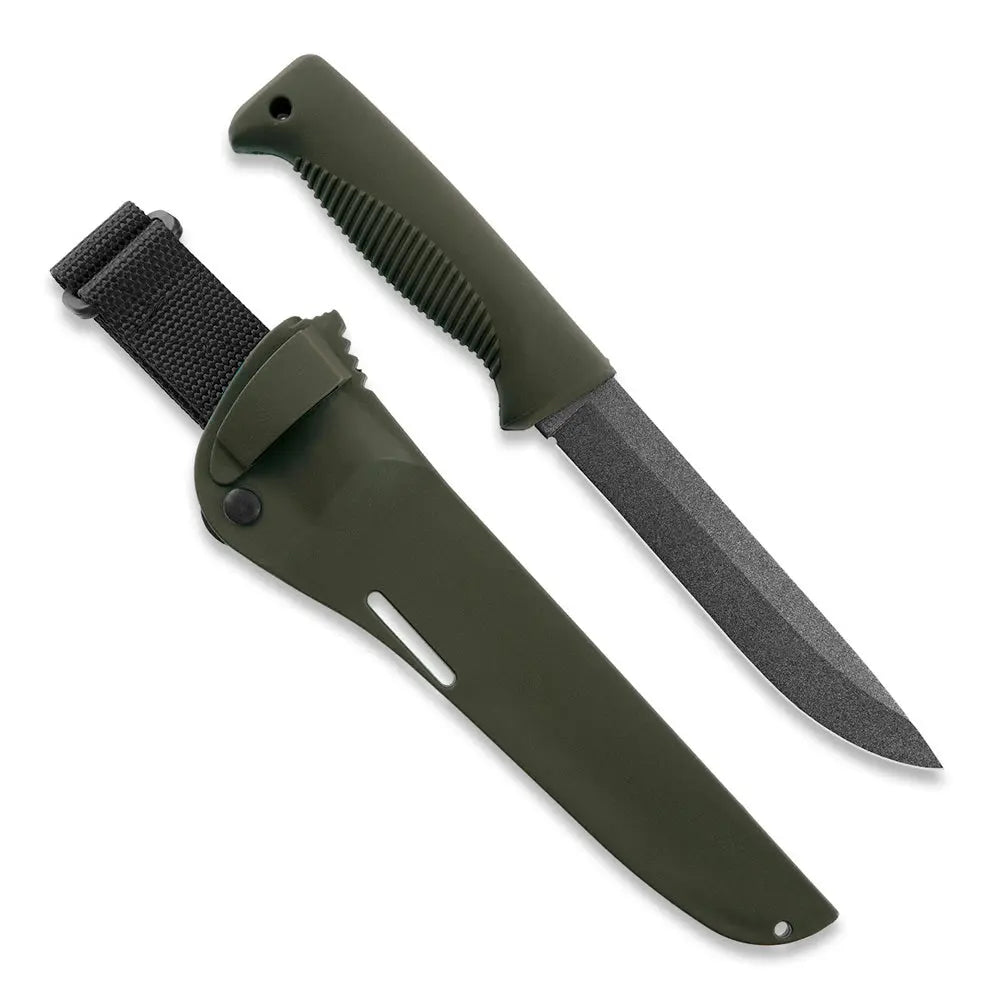 Peltonen M95 Ranger Sissipuukko Grün – Survivalmesser mit PTFE-Klinge und Kunststoffscheide