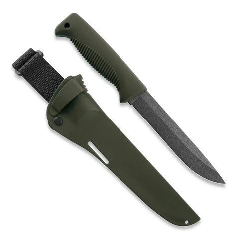 Peltonen M95 Ranger Sissipuukko Grün – Survivalmesser mit PTFE-Klinge und Kunststoffscheide