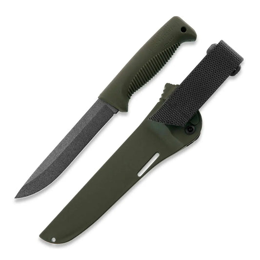 Peltonen M95 Ranger Sissipuukko Grün – Survivalmesser mit PTFE-Klinge und Kunststoffscheide