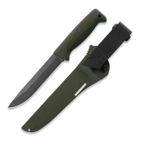 Peltonen M95 Ranger Sissipuukko Grün – Survivalmesser mit PTFE-Klinge und Kunststoffscheide