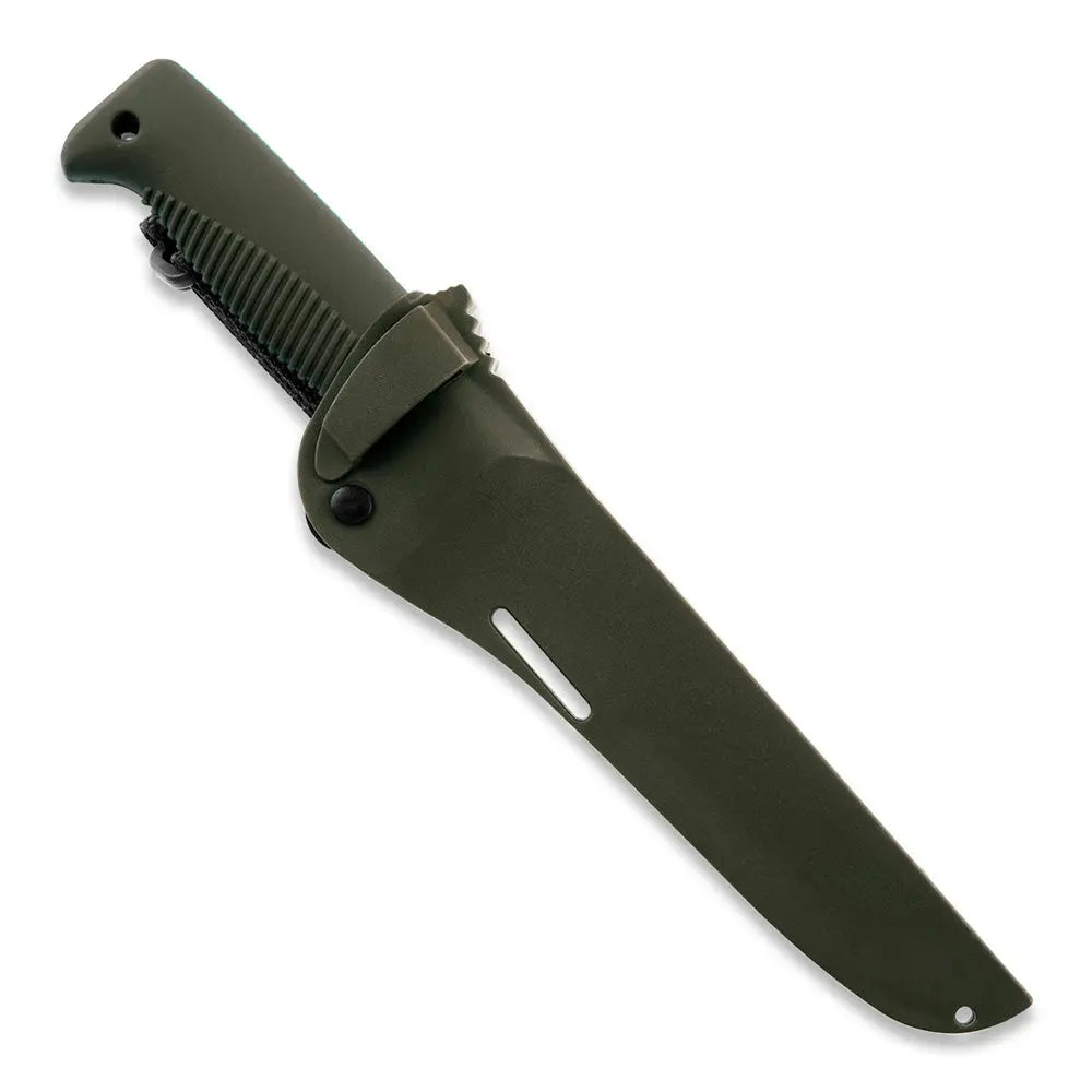 Peltonen M95 Ranger Sissipuukko Grün – Survivalmesser mit PTFE-Klinge und Kunststoffscheide