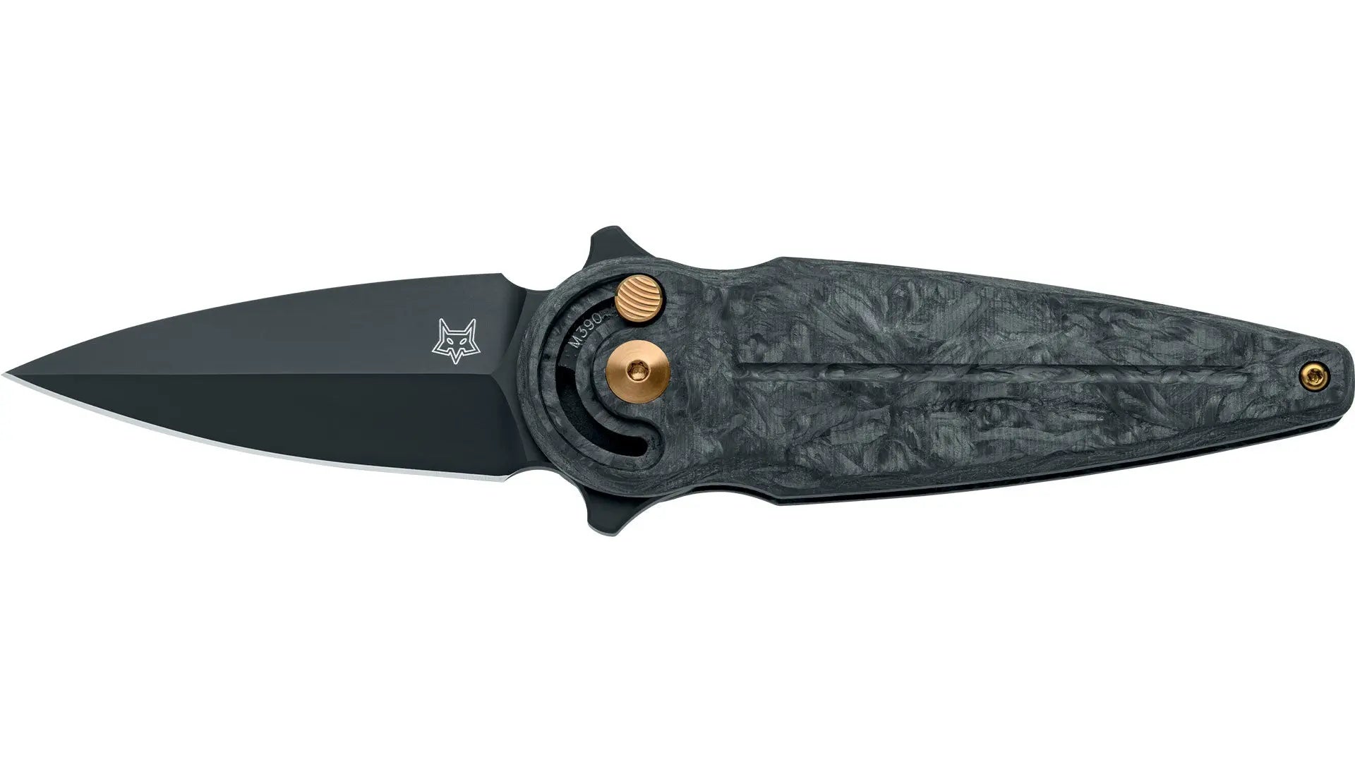 Fox Saturn M390 Dark Matter Carbon PVD – Radius Lock – Flipper – Fox Knives