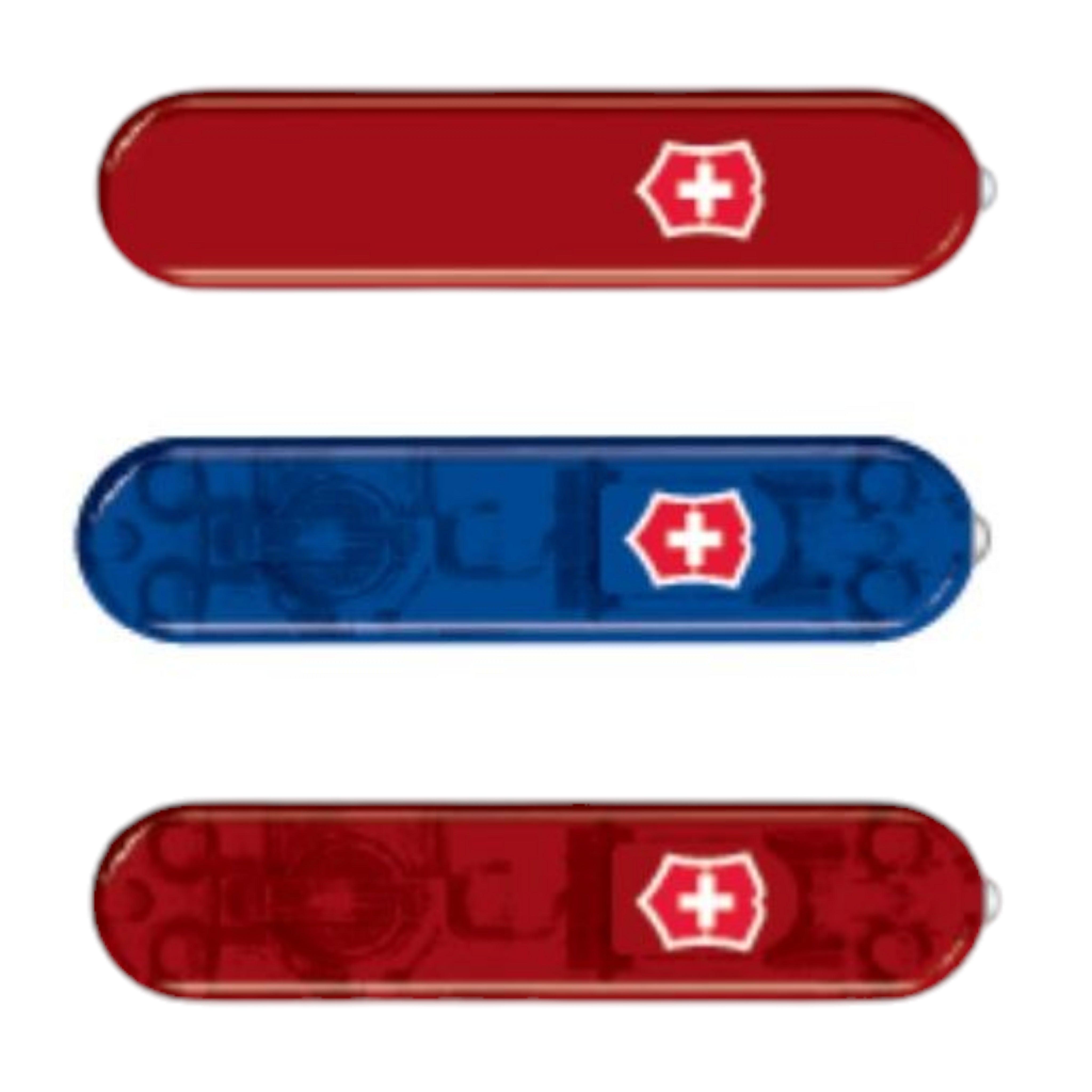 Victorinox Schale Vorderseite, 58 mm, rot, blau transparent, rot transparent LED, V