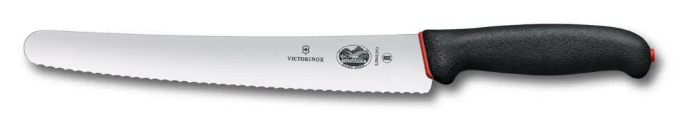 Victorinox Dual Grip Brot- & Konditormesser 26 cm – Wellenschliff mit rutschfestem Griff schwarz/rot Victorinox
