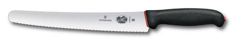 Victorinox Dual Grip Brot- & Konditormesser 26 cm – Wellenschliff mit rutschfestem Griff schwarz/rot Victorinox