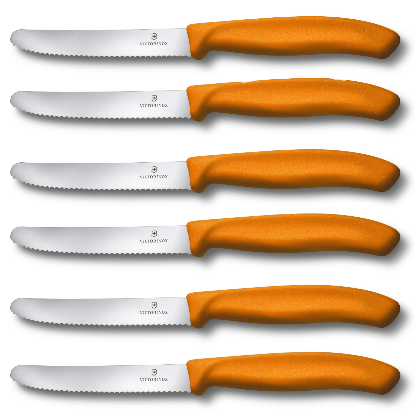 6x Orange Victorinox Gemüsemesser Wellenschliff Tafelmesser Küchenmesser Brotzeitmesser